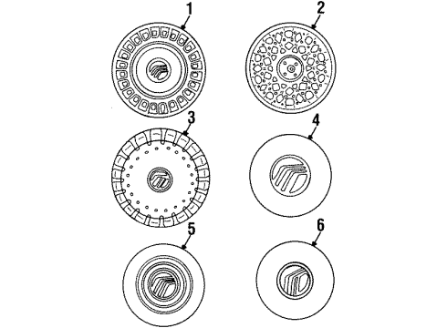1999 Mercury Grand Marquis Wheel Covers & Trim Applique Diagram for F3MY-1137-A