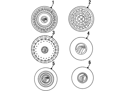 1999 Mercury Grand Marquis Wheel Covers & Trim Hub Cap Diagram for F3MY-1130-B