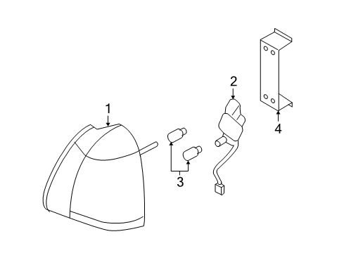 2006 Lincoln Town Car Tail Lamps Socket & Wire Diagram for 5W1Z-13410-AA