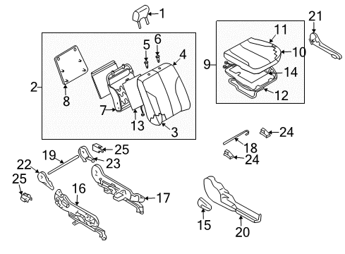 2005 Nissan Maxima Passenger Seat Components Heater Unit-Front Seat Cushion Diagram for 87335-7Y360