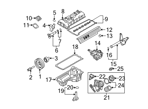 2007 BMW 530i Filters Sealing Cap, Oil Filler Neck Diagram for 11127500568