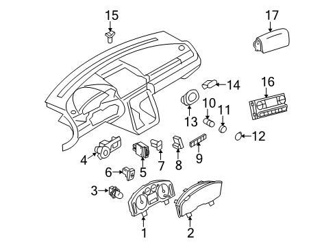 2009 Mercury Sable Adjustable Brake Pedal Cluster Assembly Diagram for 9T5Z-10849-A