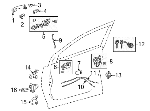 2013 Toyota RAV4 Front Door Lock Cable Diagram for 69750-0R030