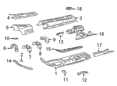 2022 Lexus NX350h Floor & Rails Rear Reinforcement Diagram for 57054-42030