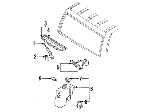 1993 Isuzu Trooper Wiper & Washer Components Arm Assembly, Rear Wiper Diagram for 8-97808-697-0