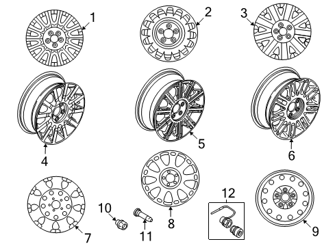 2004 Lincoln Town Car Wheels Spare Wheel Diagram for 3W1Z-1007-EA