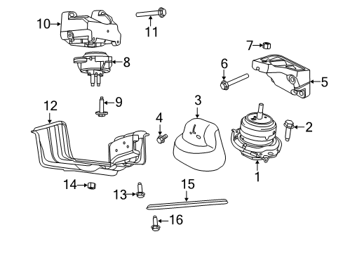 2014 Jeep Grand Cherokee Engine & Trans Mounting Shield-Engine Mount Diagram for 5147153AC