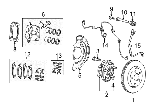 2021 Jeep Grand Cherokee Front Brakes CALIPER-Disc Brake Diagram for 68507581AA