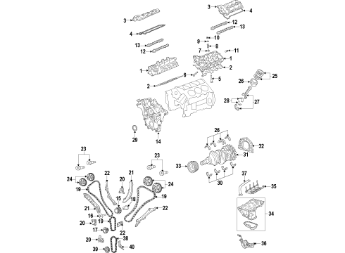 2014 Jeep Cherokee Engine Parts, Mounts, Cylinder Head & Valves, Camshaft & Timing, Variable Valve Timing, Oil Cooler, Oil Pan, Balance Shafts, Crankshaft & Bearings, Pistons, Rings & Bearings ACTUATOR-Cam PHASER Diagram for 5184101AH