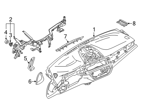 2022 BMW 530i Cluster & Switches, Instrument Panel HOLDER FOR TUNNEL SUPPORT LE Diagram for 51459297649