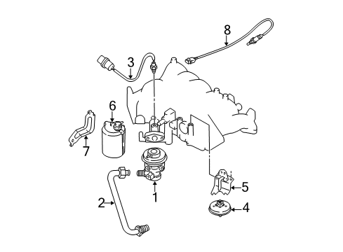 1996 Nissan Pathfinder EGR System EGR Tube Assy Diagram for 14725-1W610