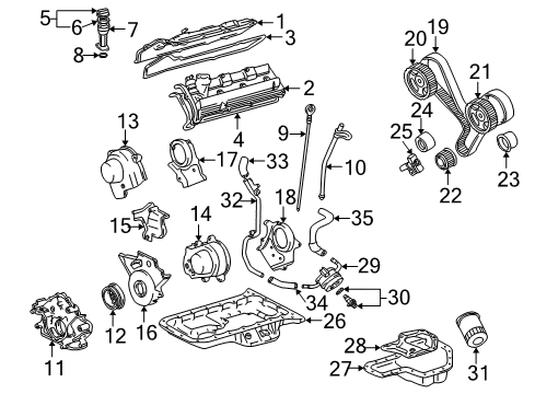 2004 Lexus LX470 Filters Air Cleaner Filter Element Sub-Assembly Diagram for 17801-50040