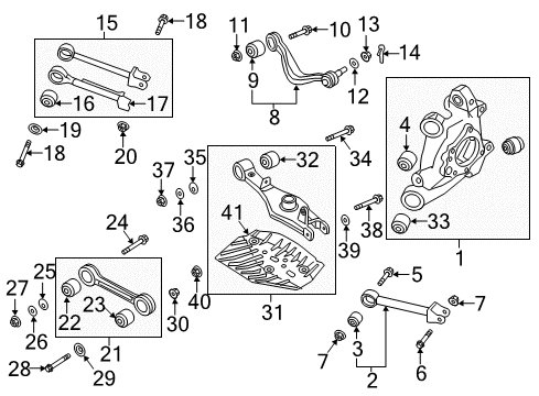 2017 Genesis G90 Rear Suspension Components, Lower Control Arm, Upper Control Arm, Stabilizer Bar Flange Nut Diagram for 626182G000