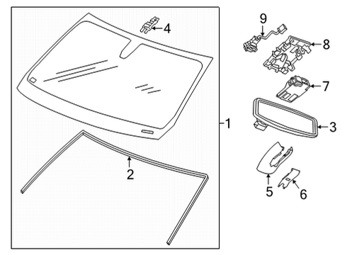 2022 Chevrolet Suburban Glass - Windshield Mirror Cover Diagram for 84049173