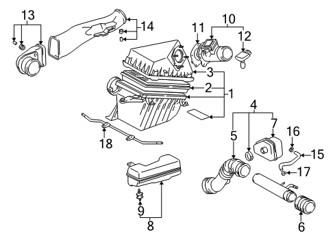 2004 Toyota Tacoma Air Intake By-Pass Hose Clamp Diagram for 90467-22004