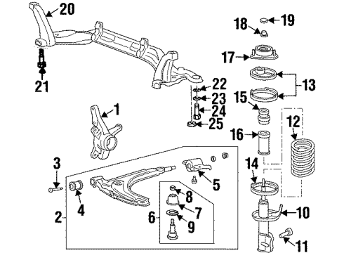 1997 Hyundai Elantra Front Suspension Components, Lower Control Arm, Stabilizer Bar Strut Assembly, Front, Left Diagram for 54651-29650