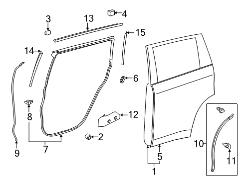 2016 Toyota Highlander Rear Door Door Shell Diagram for 67004-0E110