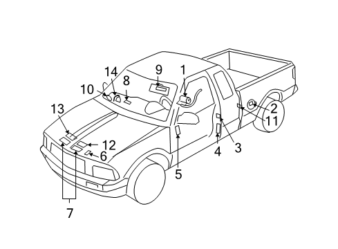 1997 GMC Sonoma Information Labels Label Diagram for 15002615