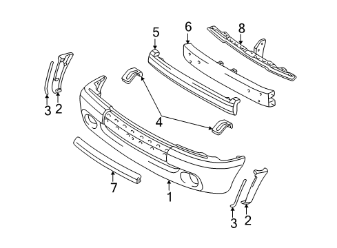 2006 Toyota Tundra Front Bumper Support Bracket Diagram for 52115-0C020