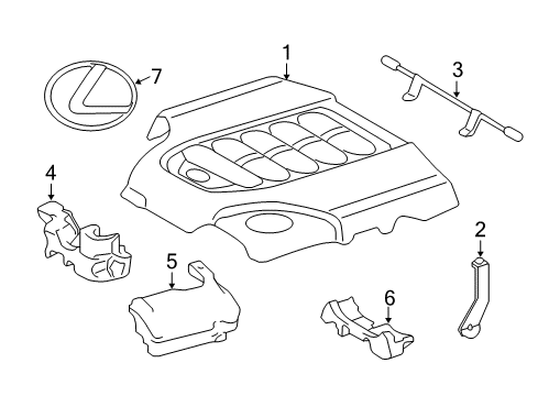 2017 Lexus LX570 Engine Appearance Cover Engine Cover Front Bracket Diagram for 11029-38030