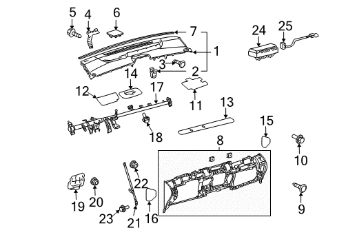 2004 Toyota Prius Cluster & Switches, Instrument Panel Bracket Bolt Diagram for 90080-11255