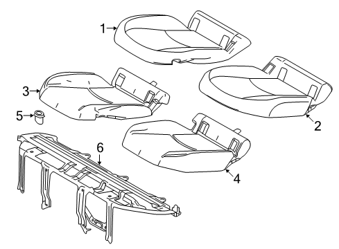 2018 Toyota Prius Prime Rear Seat Components Seat Cushion Pad Diagram for 71504-47020