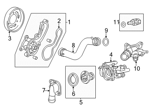 2011 Honda Insight Powertrain Control Pulley, Water Pump Diagram for 19224-RBJ-003