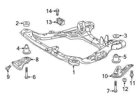 2019 Toyota Highlander Suspension Mounting - Front Front Plate Diagram for 51036-0E050