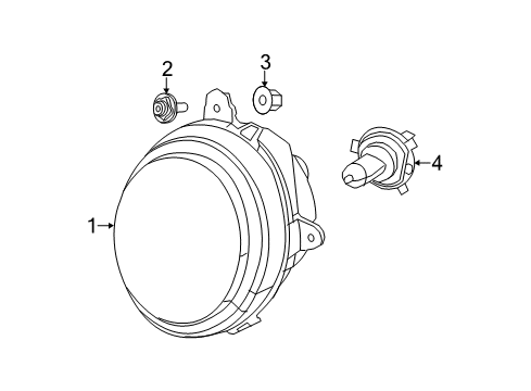 2015 Jeep Patriot Headlamps Drivers Halogen Headlight Replacement Diagram for 5303843AE