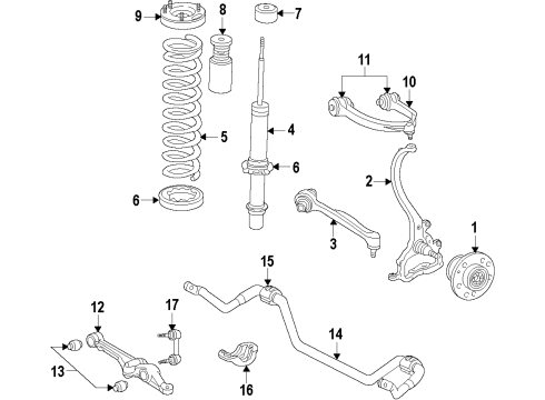 2020 Chrysler 300 Suspension Components, Lower Control Arm, Upper Control Arm, Ride Control, Stabilizer Bar Shock-Suspension Diagram for 68248977AD