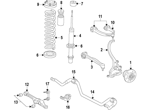 2015 Chrysler 300 Front Suspension Components, Lower Control Arm, Upper Control Arm, Ride Control, Stabilizer Bar Shock-Suspension Diagram for 68077061AF