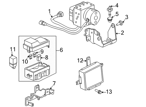 1998 Honda CR-V Anti-Lock Brakes Rubber, ABS Mounting Diagram for 57358-S04-003