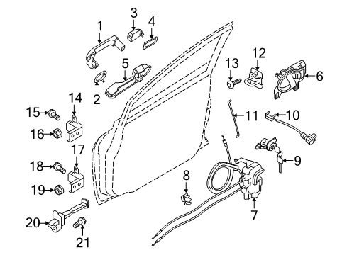 2012 Nissan Versa Front Door - Lock & Hardware Link Door STOPPER Diagram for 80430-9KK0A