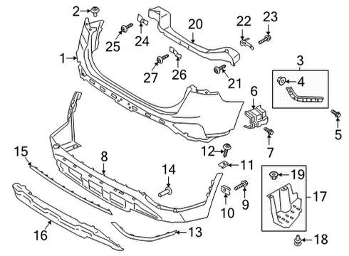 2021 Hyundai Santa Fe Bumper & Components - Rear Tapping Screw-COUNTERSINK Head Diagram for 12433-05167-K