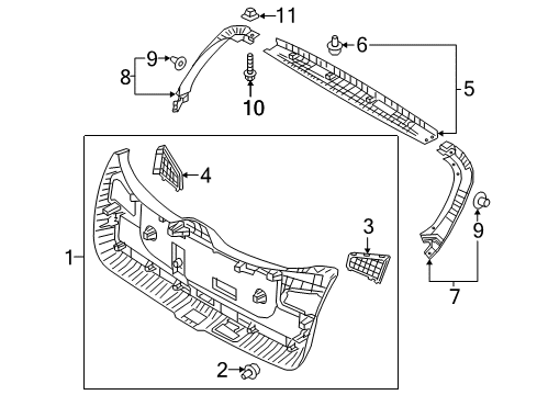 2020 Kia Niro EV Interior Trim - Lift Gate Cover-Tail Gate Rear Lamp Diagram for 81788G5000WK