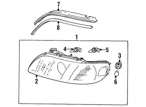 1995 Lexus GS300 Bulbs Seal, Headlamp Cover To Hood Diagram for 53183-30080