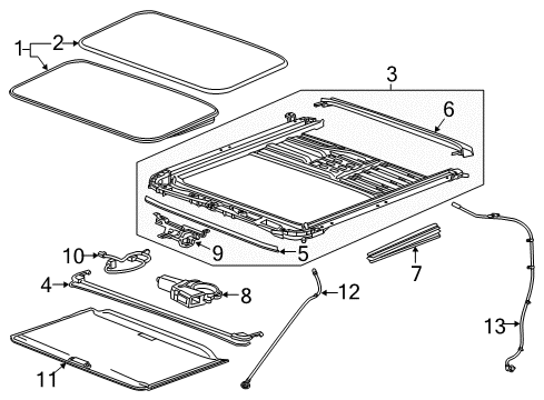 2015 GMC Sierra 1500 Sunroof Glass Weatherstrip Diagram for 22815954