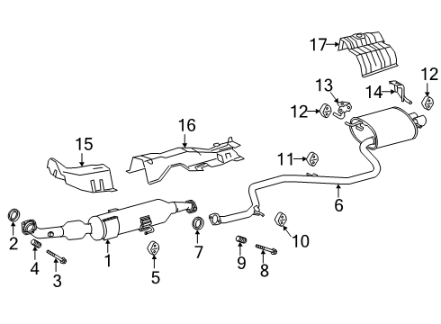 2021 Toyota Corolla Exhaust Components Muffler & Pipe Diagram for 17430-24380