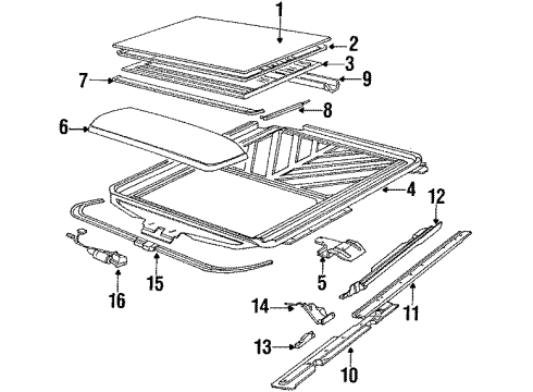 1992 BMW 525i Sunroof Sliding Piece Diagram for 54121919061