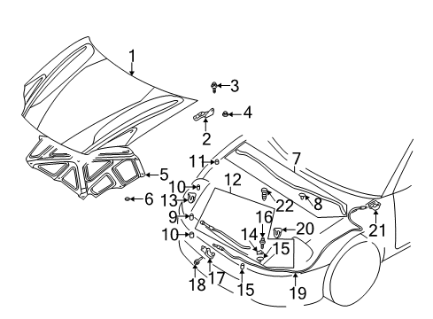 2004 Dodge Stratus Hood & Components Clip-Cable Diagram for 4814094