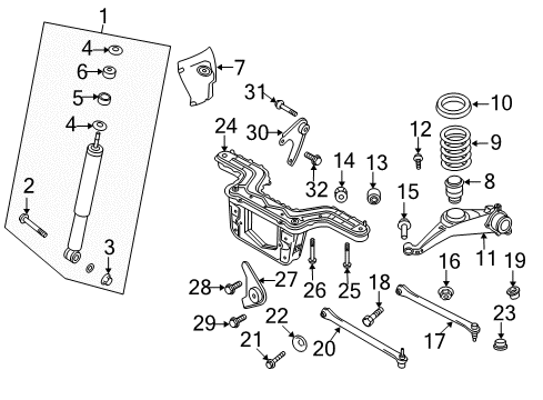 2008 Ford Escape Rear Suspension, Suspension Components Lower Link Diagram for YL8Z-5500-AA