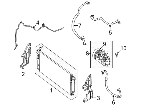 2008 Nissan Altima A/C Condenser, Compressor & Lines Bolt Diagram for 11916-JA00C