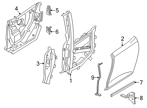 2016 BMW i3 Rear Door Seal, Door, B-Pillar, Left Diagram for 51767277059