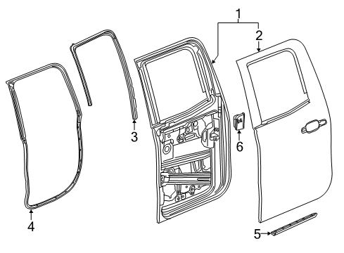 2019 GMC Sierra 2500 HD Rear Door Lower Weatherstrip Diagram for 23253022