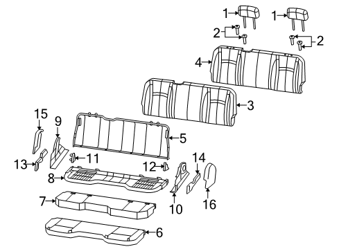 2011 Ram 1500 Rear Seat Components Seat Cushion Foam Diagram for 68051172AA