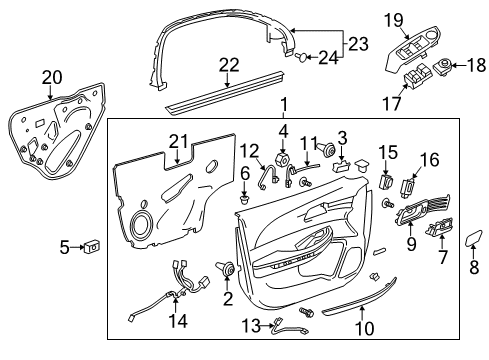 2014 Chevrolet Malibu Mirrors Belt Weatherstrip Diagram for 23335835