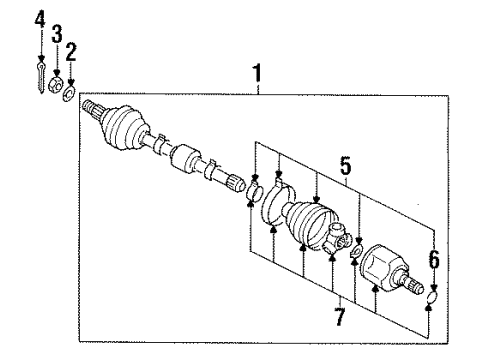 1999 Mitsubishi Eclipse Axle Components - Front Boot Pkg-Inner Cv Joint Diagram for MR446048