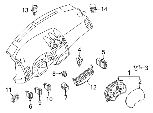 2015 Nissan Altima Cluster & Switches, Instrument Panel Speedometer Instrument Cluster Diagram for 24810-9HP1A