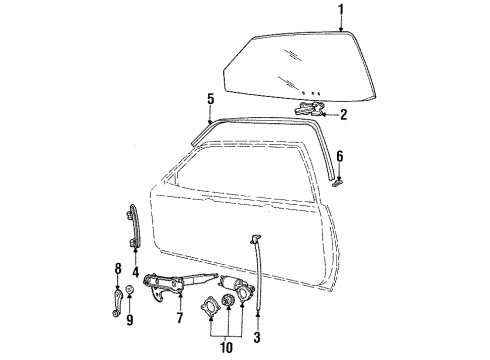 1991 Ford Mustang Door & Components Motor Diagram for E4ZZ-66233V95-ARM