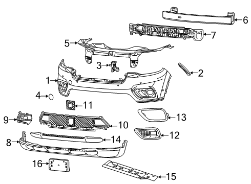 2020 Jeep Cherokee Front Bumper Trim Ring-Fog Lamp Bezel Diagram for 6DE40SZ0AA